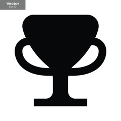 A simple black silhouette of a trophy cup with two handles and a stem, isolated on a white background