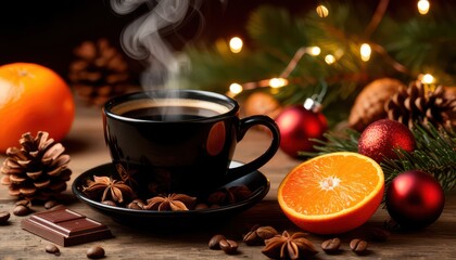 Christmas coffee with chocolate