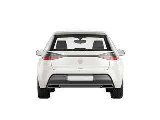 Naklejka premium White modern hatchback car backside view isolated on transparent background3