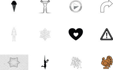 Ice cream cone weightlifter play button arrow black