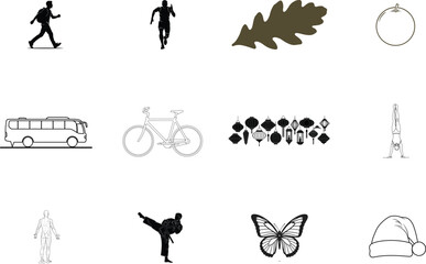 Person walking backpack runner bicycle bus lanterns butterfly santa hat