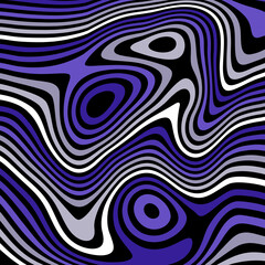 Abstract Optical Illusion with Purple, White and Black Wavy Lines | Modern Graphic Art for Backgrounds, Web Design, and Creative Projects