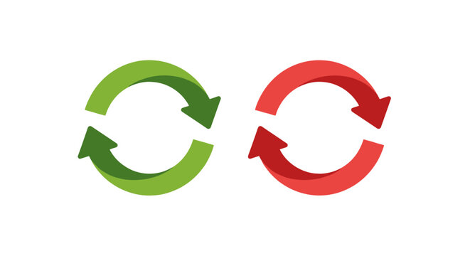 Two circular arrows one green and one red representing cyclical processes