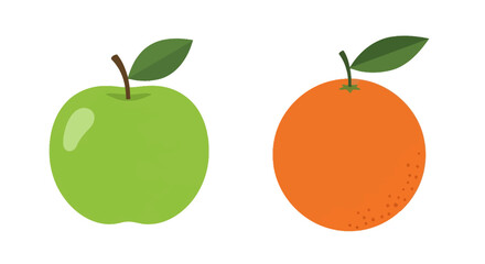A vibrant green apple and a juicy orange side by side