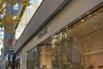 Naklejka premium exterior of Ferragamo, a shoe store, located at 131 Bloor St W, Suite 102, Floor 1, The Colonnade on Bloor, Toronto