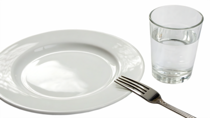 The elegance of simplicity — a white plate, fork, and spoon cut out on PNG. AI GENERATED.

