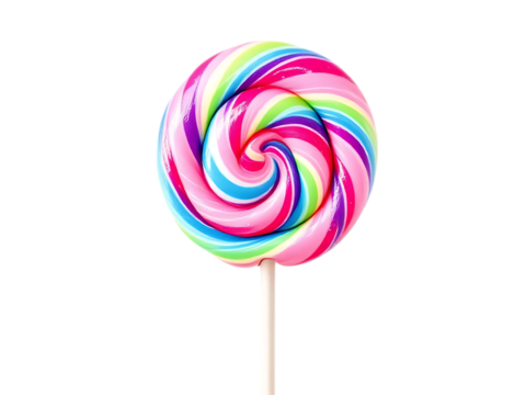 Colorful Lollipop Isolated on White Background with Full Depth of Field