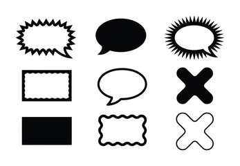 Comic speech bubbles and shapes vector icons pack