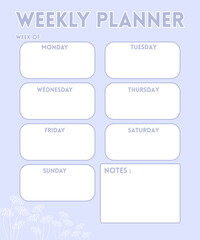 Weekly planner template for time management, self care journal, graphic design illustration wallpaper 