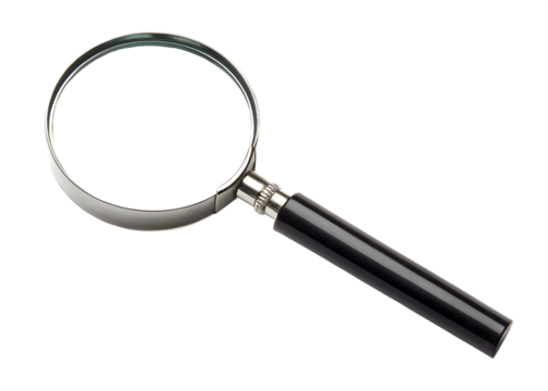 Versatile magnifying glass with a chic black handle A suitable for various tasks, isolated on a white or transparent background, cut out on PNG, generated AI