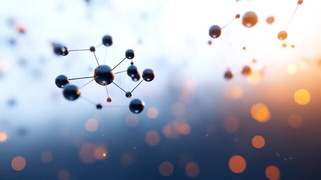 Abstract molecular structure network with glowing connections representing science technology or data