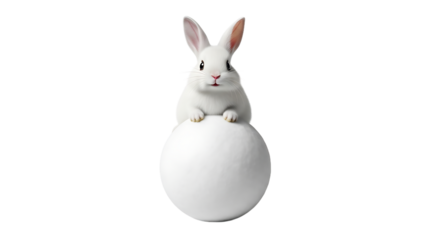 Playful Rabbit Sitting on White Sphere, Studio Animals Photo, Whisk_211fbed3b66cd6482c94ef591d8badfadr_transparent.png Inspired Minimalist Concept