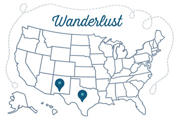 Obraz premium “Wanderlust quote with minimalist U.S. map, clean vector”