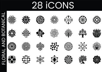 Collection of diverse black and white vector design elements, perfect for logos and patterns