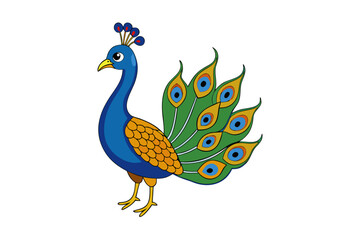 Peacock bird cartoon victor art design white background