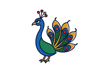 Obraz premium Peacock bird cartoon victor art design white background