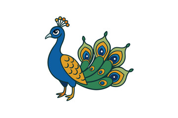 Peacock bird cartoon victor art design white background