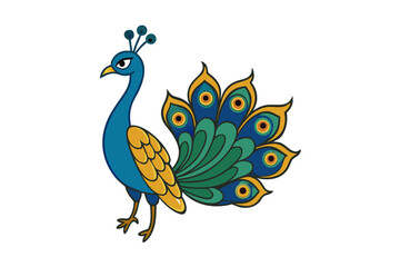 Peacock bird cartoon victor art design white background