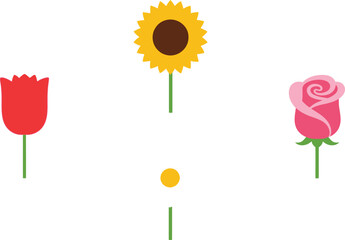 Flower Icons Sunflower, Tulip, Rose, Daisy.