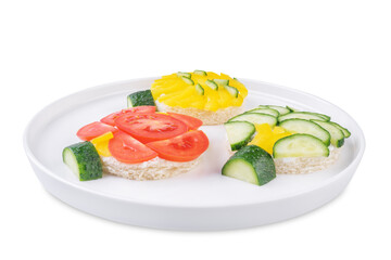 Healthy sandwiches with cream cheese and vegetables in the form of Christmas balls for Christmas holidays