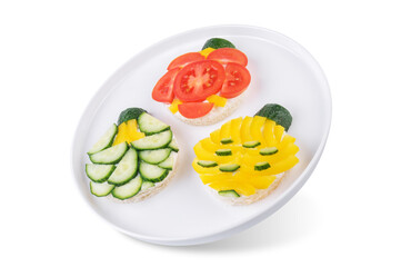 Healthy sandwiches with cream cheese and vegetables in the form of Christmas balls for Christmas holidays