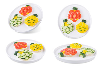 Healthy sandwiches with cream cheese and vegetables in the form of Christmas balls for Christmas holidays