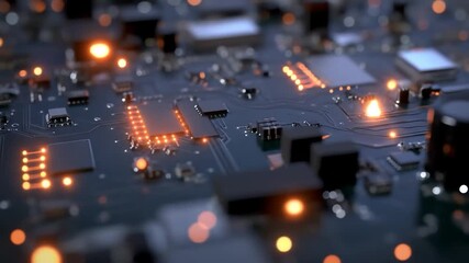 Digital circuit board with glowing connections electronic data processing technology abstract - Powered by Adobe