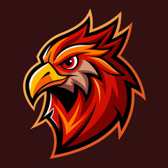 A stylized, aggressive eagle head with fiery red and orange plumage, set against a dark background. Perfect for esports teams or gaming logos.