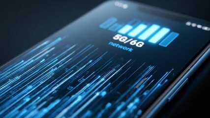 Smartphone Displaying 5G 6G Network Connectivity and Data Transfer. - Powered by Adobe