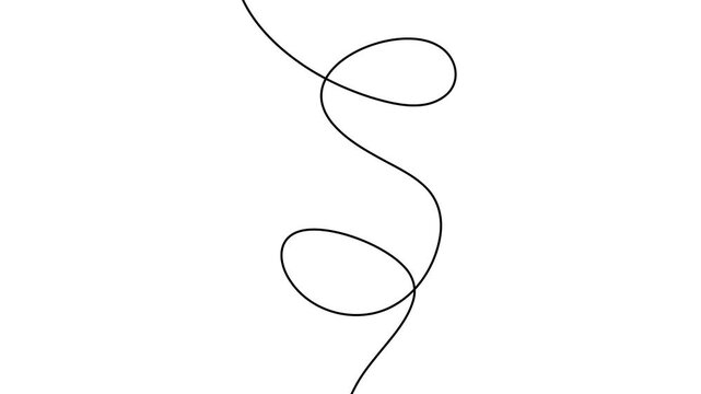 Minimalist black continuous line art design animation video 4k. Black and white butterfly illustration vector concept with abstract thread string decoration design. Alpha channel, transparent