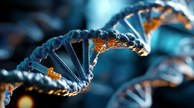 Oxidative DNA damage genetic disorder molecular structure faceless visualization defocused scientific background genetic abnormality concept molecular biology illustration med