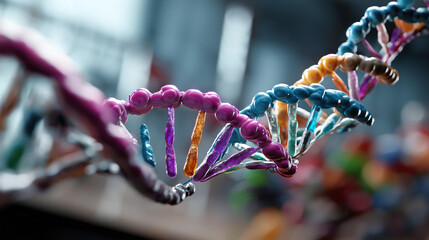 DNA sequencing for mutation detection faceless genetic analysis visualization defocused laboratory background looking for mutations process molecular diagnostics genetic