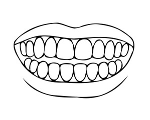 Black And White medical dental clinic Logos icons, smiley doctor Line art, tooth care Collection. Set Hand Drawn Doodle Simple drawing, Illustration teeth, Outline dentist and patient toothbrush