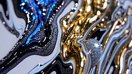 stunning 4K macro footage colorful glitter shimmering inks fluid paint blending artistic patterns ideal abstract art luxury visuals motion backgrounds