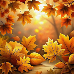 Autumn leaves in warm colors against a blurred background  