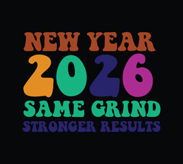 Happy New Year celebration typography vector design with modern clean layout. Suitable for t-shirt prints, banners, posters and social media greetings.
