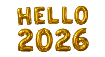 2026 golden symbol, 3d-illustration for happy new year on transparent background, Png