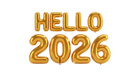 2026 golden symbol, 3d-illustration for happy new year on transparent background, Png