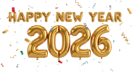 2026 golden symbol, 3d-illustration for happy new year on transparent background, Png