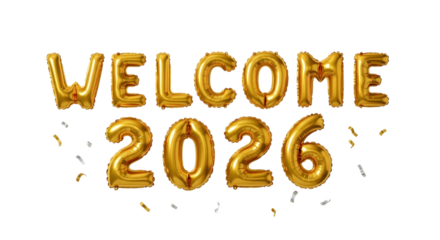 2026 golden symbol, 3d-illustration for happy new year on transparent background, Png