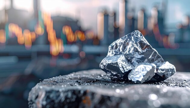 Close up of raw silver ore symbolizing mining industry, value of natural resources, and economic growth concepts linked to investment, energy, and industrial development in modern markets