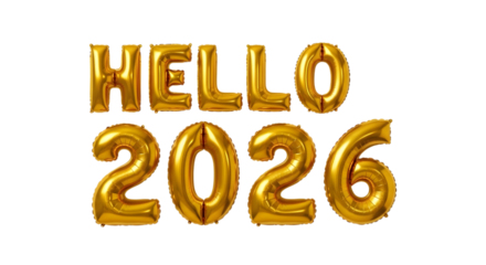 2026 golden symbol, 3d-illustration for happy new year on transparent background, Png
