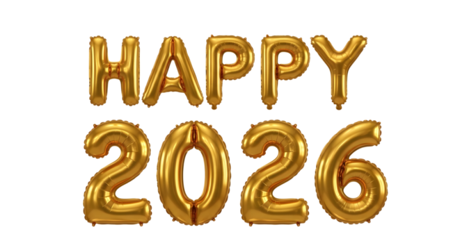 Golden 2026, Happy New Year Theme, Transparent Background