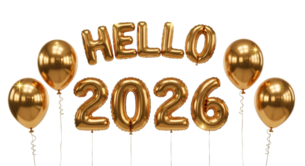 Golden 2026, Happy New Year Theme, Transparent Background