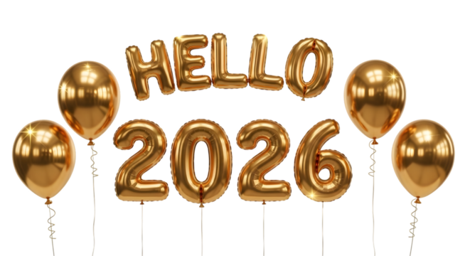 Golden 2026, Happy New Year Theme, Transparent Background