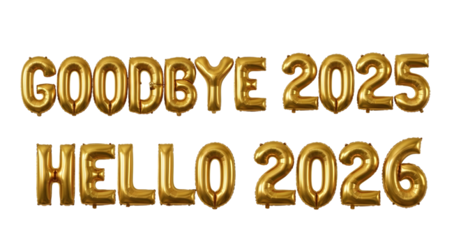 2026 golden symbol, 3d-illustration for happy new year on transparent background, Png