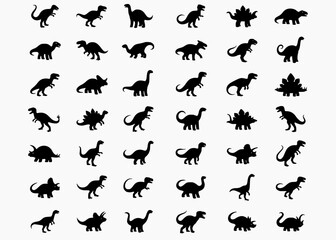 Dinosaur Vector Silhouettes – Prehistoric Animal Clip art Set .