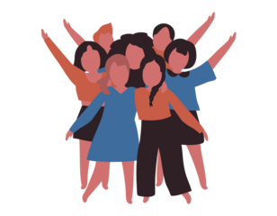 group of people with hands up