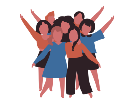 group of people with hands up