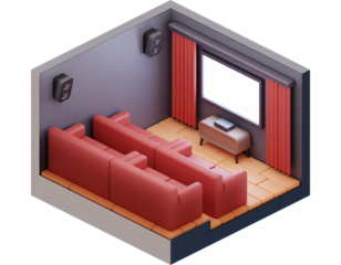 Modern Home Cinema Room with Comfortable Seating and Large Screen